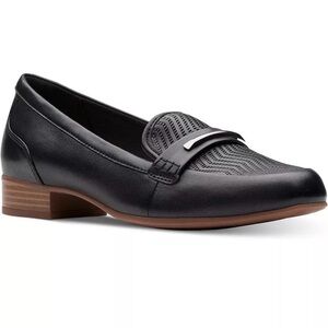 Women's Clarks Juliet Aster Slip On Loafer Flats Size 7‎ Black Comfort Heeled